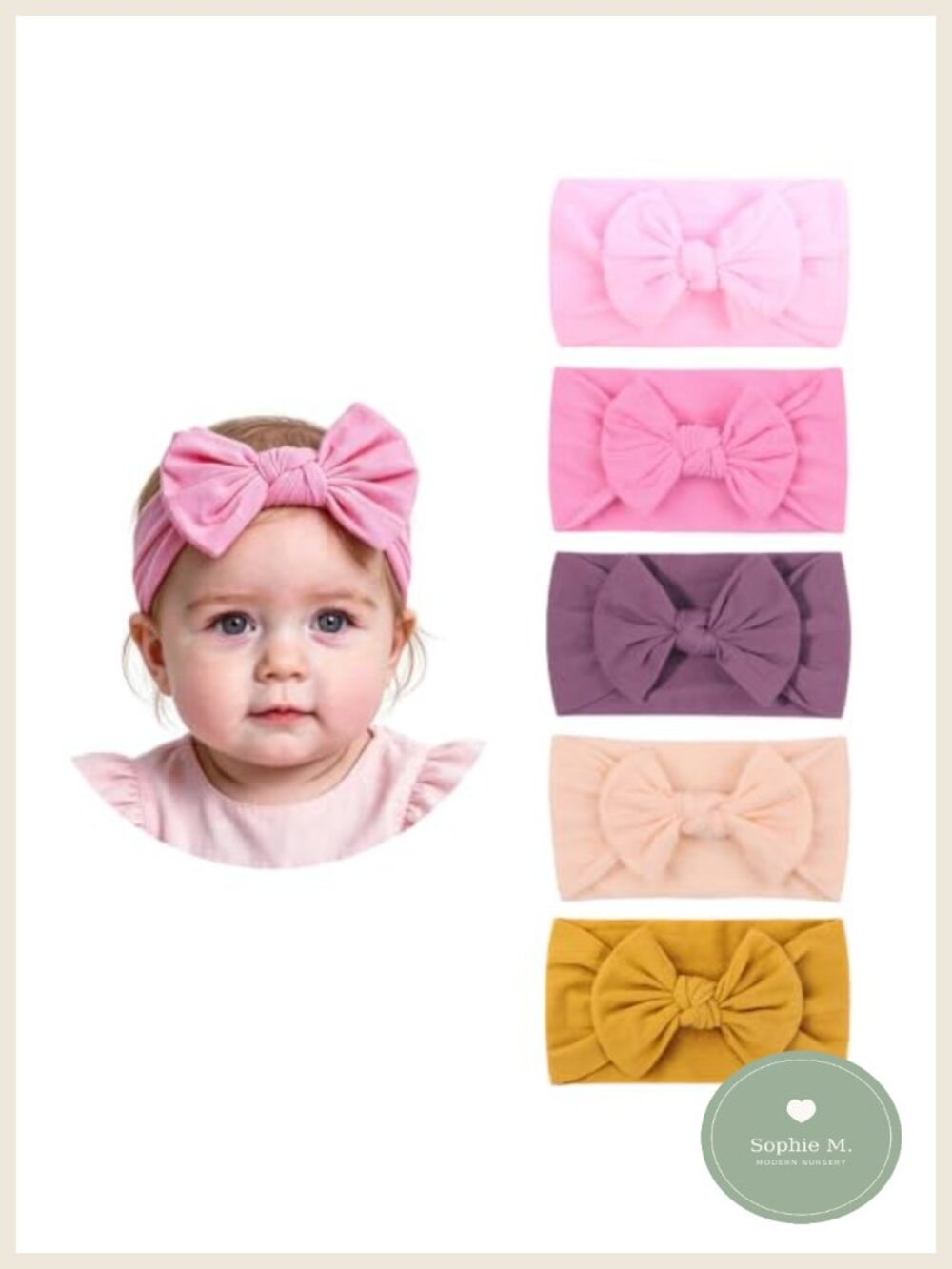 Baby Headbands with Hair Bows Soft Nylon Elastic Hair Accessories for Girls